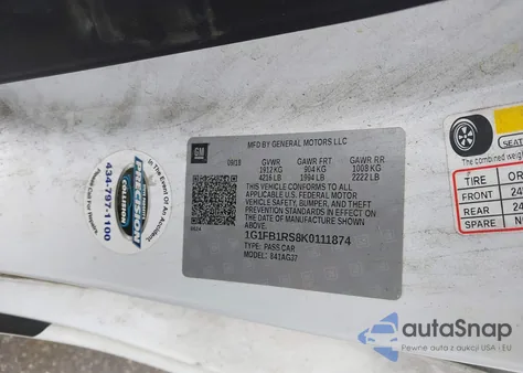 2019 Chevrolet Camaro 1Lt z USA, uszkodzony, nr VIN 1G1FB1RS8K0111874